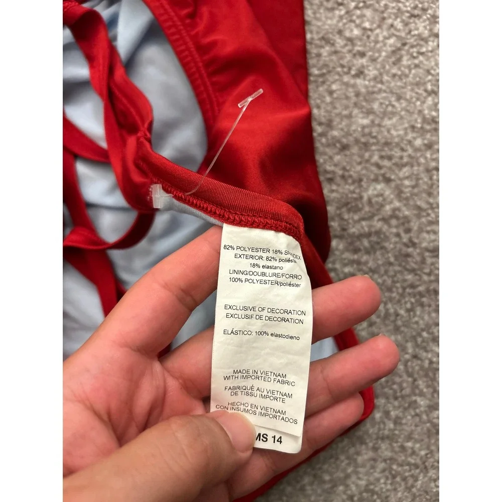 Nike One Piece Swimsuit Womens 14 Red Excellent Crossback Performance Training